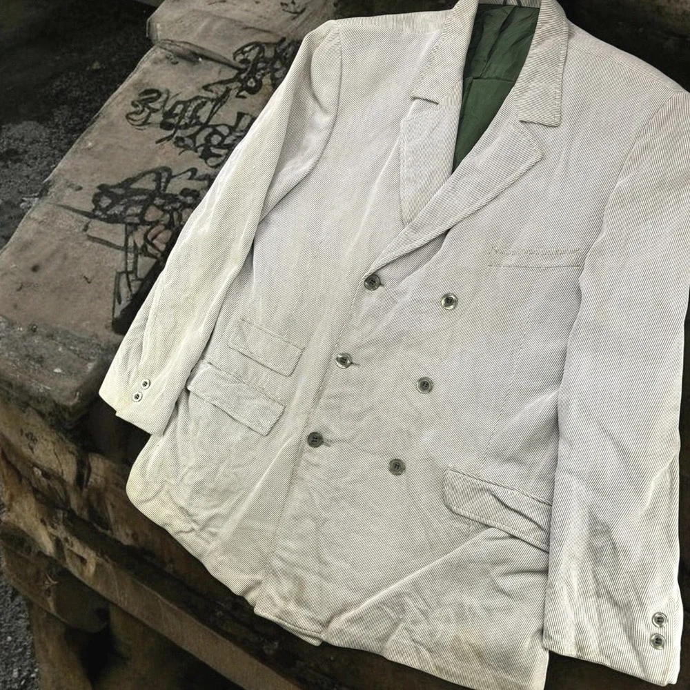 Vintage‎ Corduroy Matiles Shop Jacket Men 41R Double Breasted Thrashed Grunge